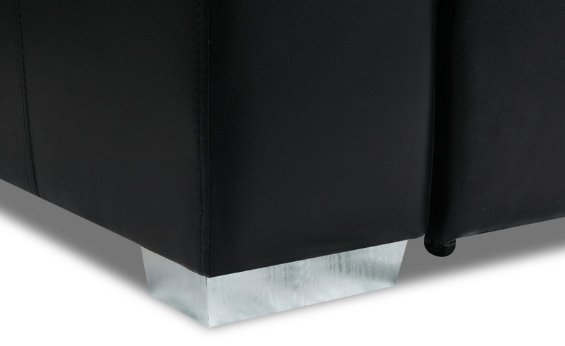 Drake 3-Piece Left-Facing Leather-Look Fabric Sleeper Sectional with Storage Ottoman - Black