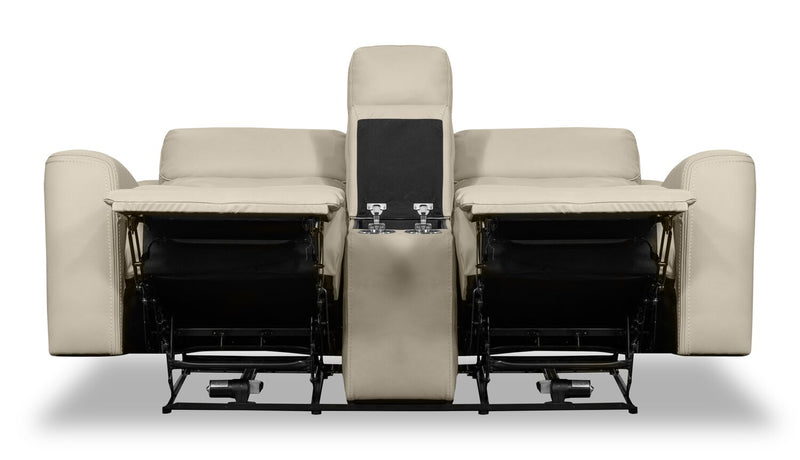 Scott Living Prescott 79\" Genuine Leather Power Reclining Loveseat with Power Headrests - Platinum Grey