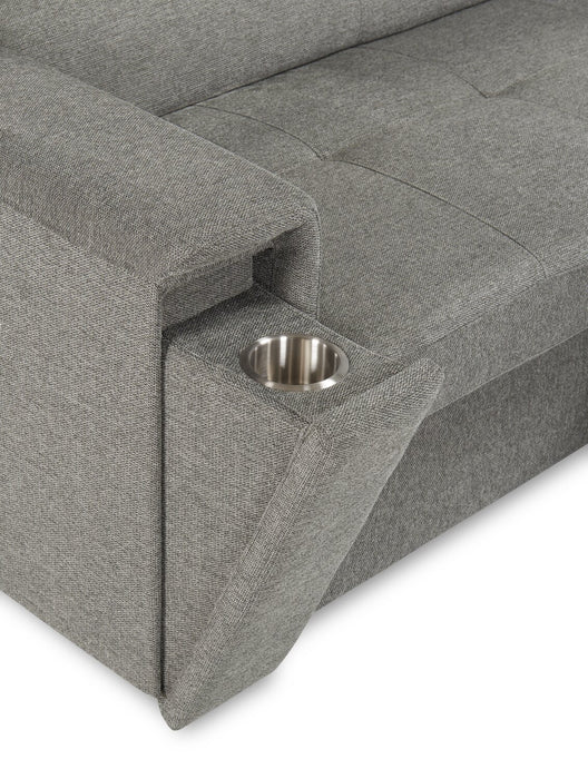 Savvy 2-Piece Right-Facing Linen-Look Fabric Sleeper Sectional with Adjustable Headrests - Grey