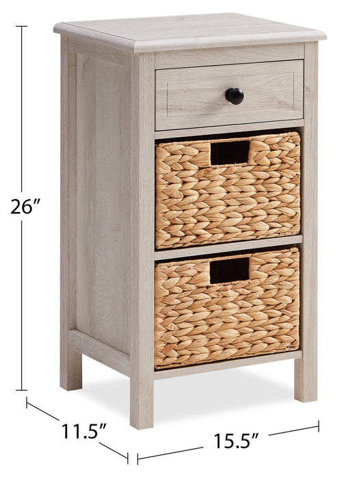 Jon 15.5\" Chairside Table with 2 Baskets & Drawer - White Oak