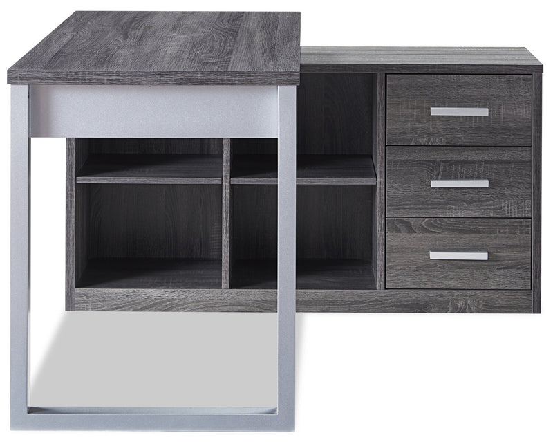 Owen 55\" Reversible Corner Office Office Desk with 4-Drawers & Cubbies - Distressed Grey