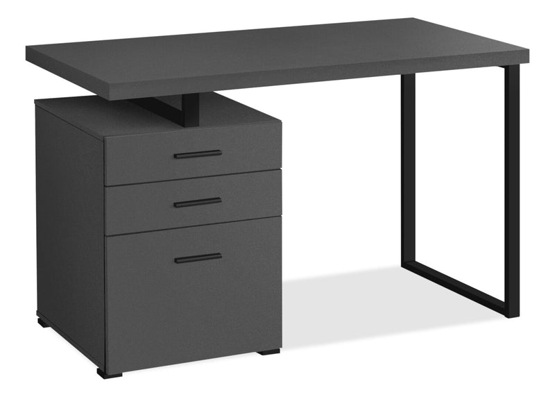 Clayton 47.25\" Reversible Office Desk with 3-Drawers - Dark Grey