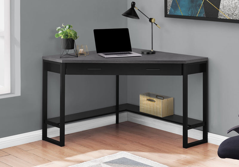 Christiana 42\" Corner Office Desk with Drawer - Black/Grey