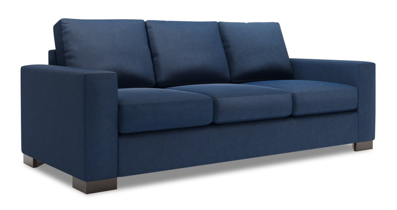 Made in Canada Customizable Sofa Lab Track 85\" Linen-Look Fabric Sofa Bed with Track Arms - Pax Navy Blue