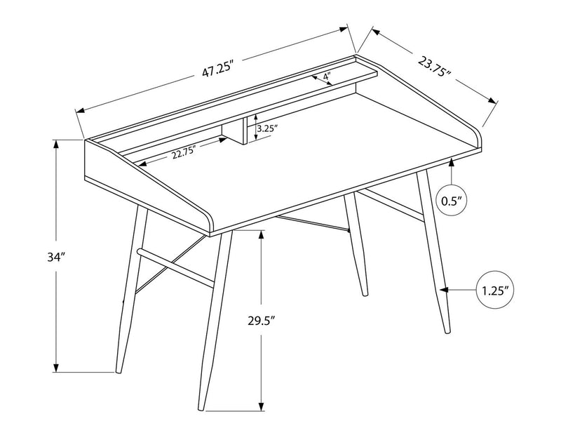Jeremy 47.25\" Office Desk with Small Hutch - Brown