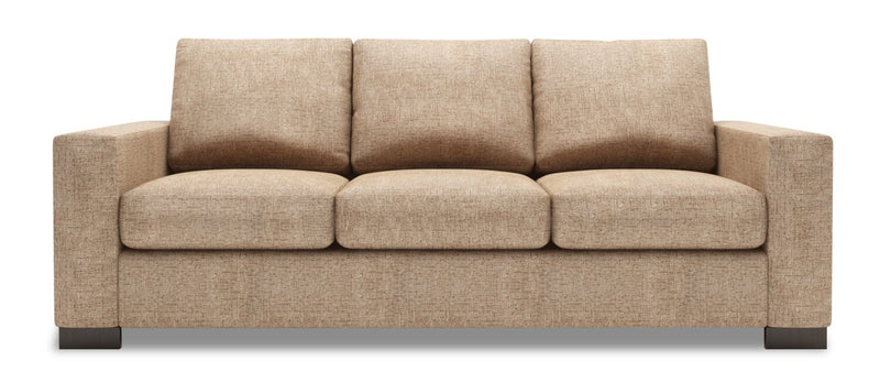 Made in Canada Customizable Sofa Lab Track 85\" Chenille Fabric Sofa with Track Arms - Luxury Taupe