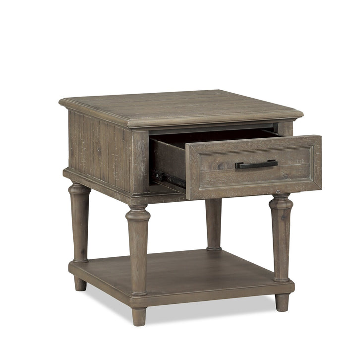 Winston 22\" Rustic End Table with Storage and Shelf - Light Brown with Driftwood Finish