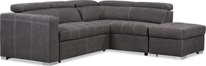 Drake 3-Piece Right-Facing Faux Suede Fabric Sleeper Sectional with Storage Ottoman - Cement Grey