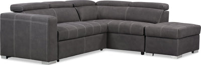 Drake 3-Piece Faux Suede Right-Facing Sleeper Sectional - Cement 
