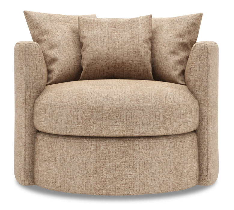 Made in Canada Sofa Lab Customizable Nest 41\" Chenille Fabric Swivel Accent Chair - Luxury Taupe