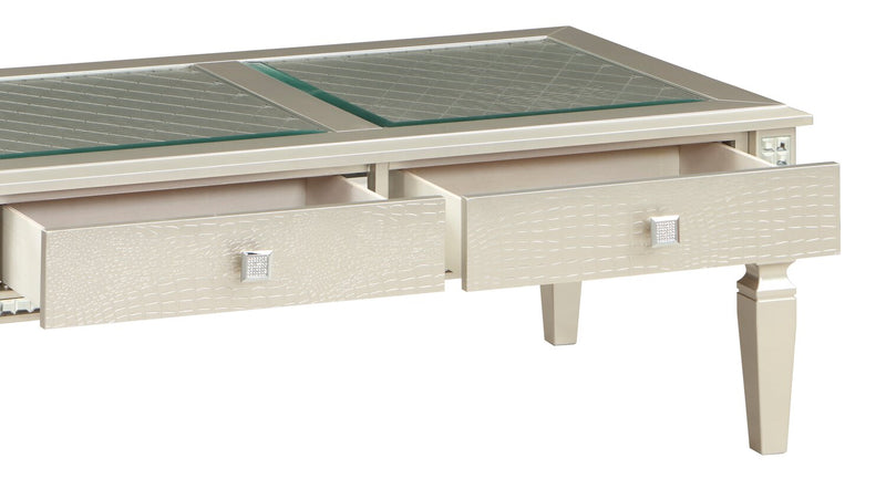 Tyra 48\" Glam Coffee Table with Storage - Champagne  
