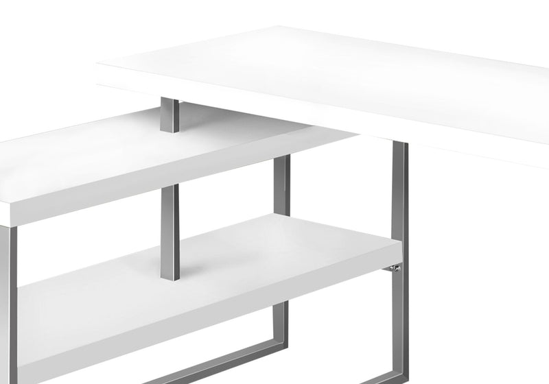 Andrea 60\" L-Shaped Office Desk with Shelf - White