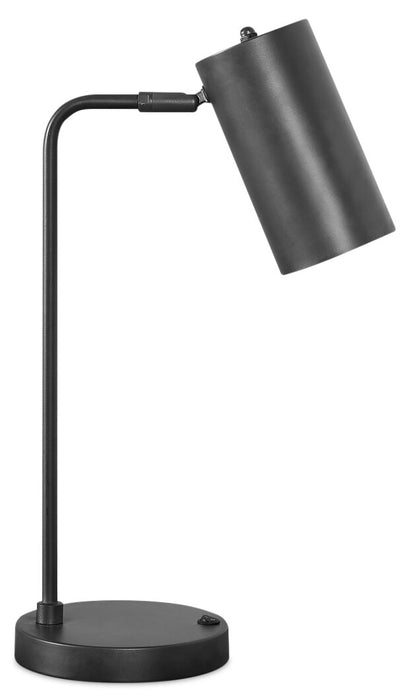 18\" Grey Metal Desk/Task Lamp with USB Charging