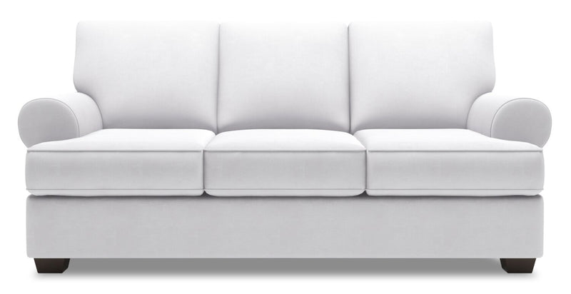 Made in Canada Customizable Sofa Lab Roll 86\" Linen-Look Fabric Sofa with Rolled Arms - Pax Ice White