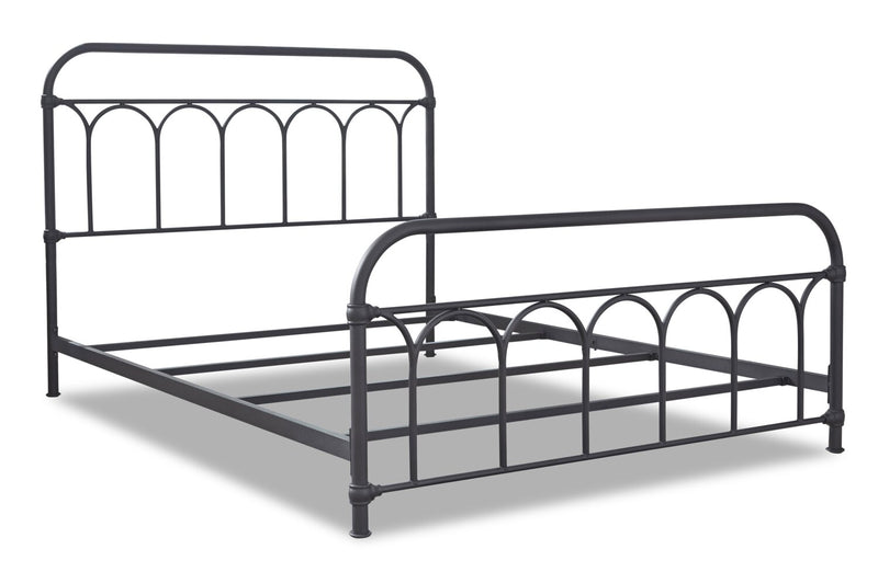 Nora Metal Bed with Headboard & Frame, Black - Queen Size