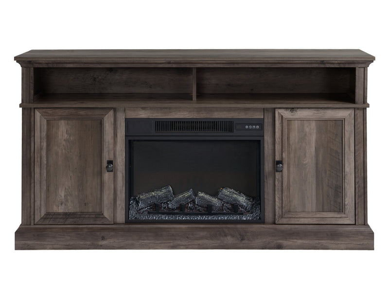 Ollie 60\" Electric Fireplace TV Stand with Storage and Cable Management for TVs up to 65\"- Grey