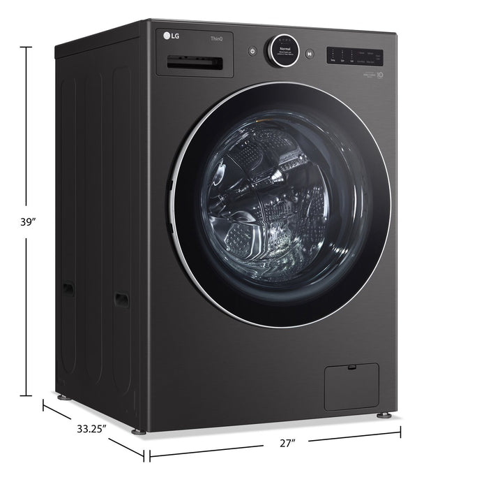 LG 5.8 Cu. Ft. Smart Front-Load High-Efficiency Steam Washer - Black Steel - Stackable - WM6700HBA