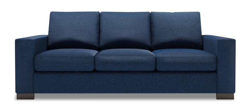 Made in Canada Customizable Sofa Lab Track 85\" Linen-Look Fabric Sofa Bed with Track Arms - Pax Navy Blue