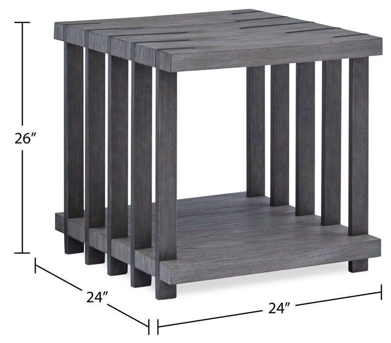 Eldridge 24\" Modern End Table with Shelf - Weathered Grey with Metal and Wood