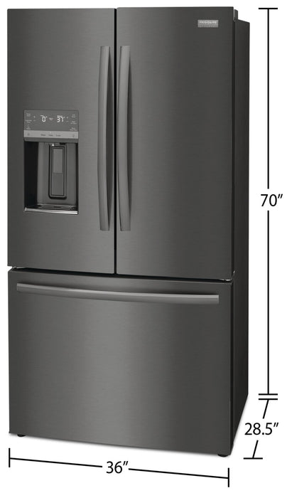 Frigidaire Gallery 36\" 22.6 Cu. Ft. Counter-Depth French-Door Refrigerator - Smudge-Proof® Black Stainless Steel - GRFC2353AD