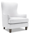 Made in Canada Sofa Lab Customizable Wingback 32\" Linen-Look Fabric Accent Chair - Pax Ice White 