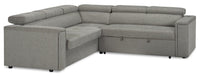 Savvy 2-Piece Right-Facing Linen-Look Fabric Sleeper Sectional with Adjustable Headrests - Grey 