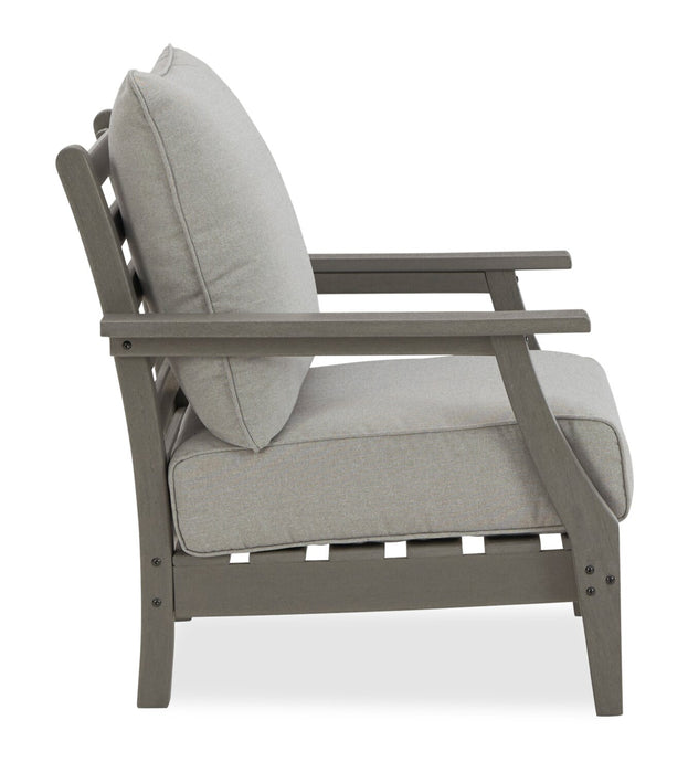 Cape Outdoor Patio Set of 2 Chairs - High Density Plastic & Nuvella Fabric , UV & Weather Resistant - Grey