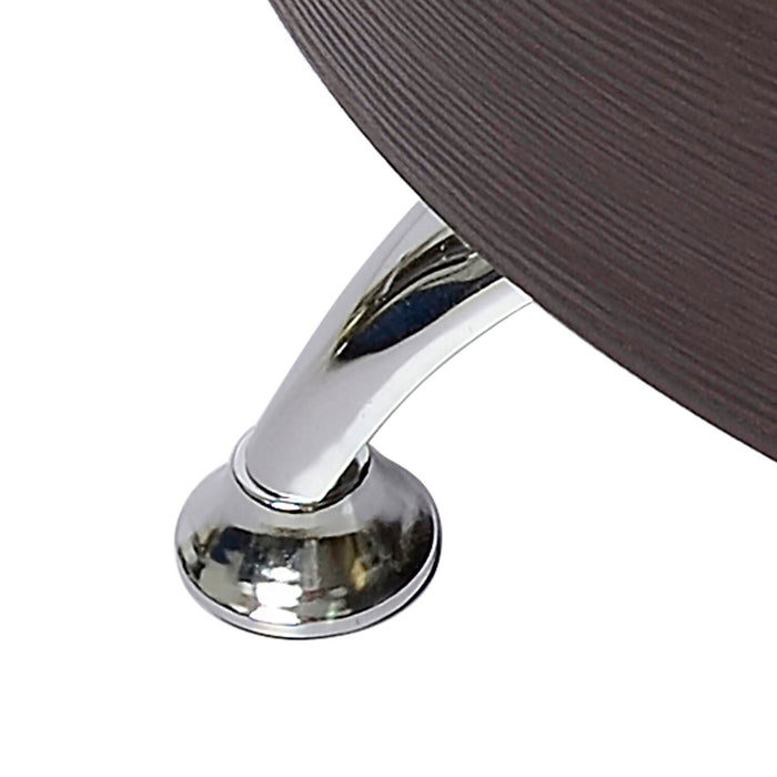 Savon  17.72\" Modern Round Glass Top End Table with Shelf - Dark Walnut Wood and Chrome 