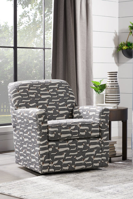 Made in Canada Sofa Lab Customizable Swivel 31\" Fabric Accent Chair - Peppercorn Multicolour