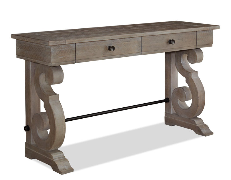 Tinley Park 50\" Traditional Sofa Table with Storage - Grey-Brown Pine with Scroll Design Base