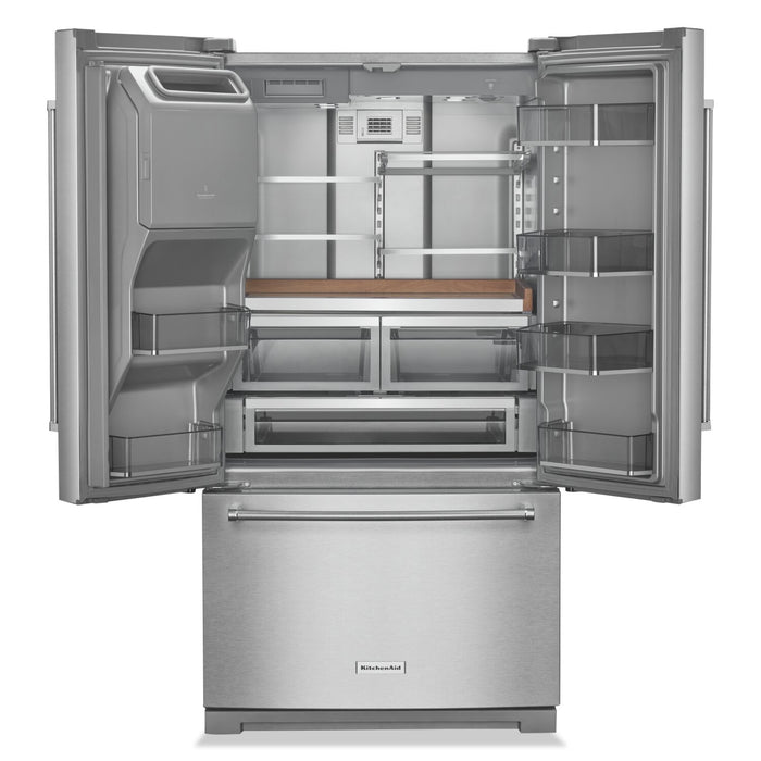 KitchenAid 36\" 26.8 Cu. Ft. French-Door Refrigerator - Stainless Steel with PrintShield™ Finish - KRFF577KPS