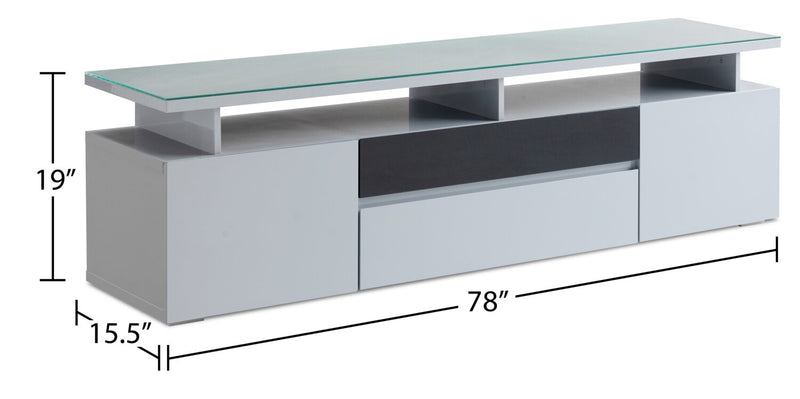 Adam 78\" Modern TV Stand with Storage and Cable Management for TVs up to 85\"- Grey