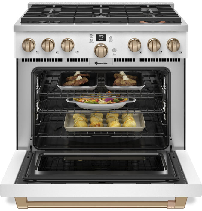 Cafe 5.7 Cu. Ft. Smart Dual Fuel Range with True European Convection and Self Clean Racks - Matte White - C2Y366P4TW2