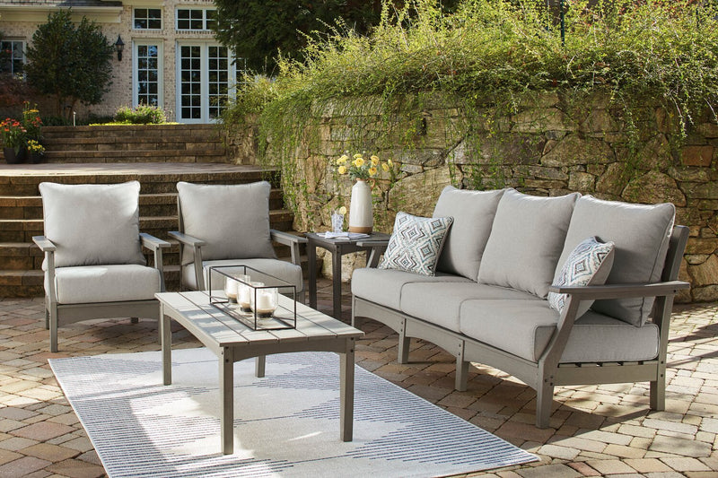 Cape Outdoor Patio Sofa - High Density Plastic & Nuvella Fabric, UV & Weather Resistant - Grey
