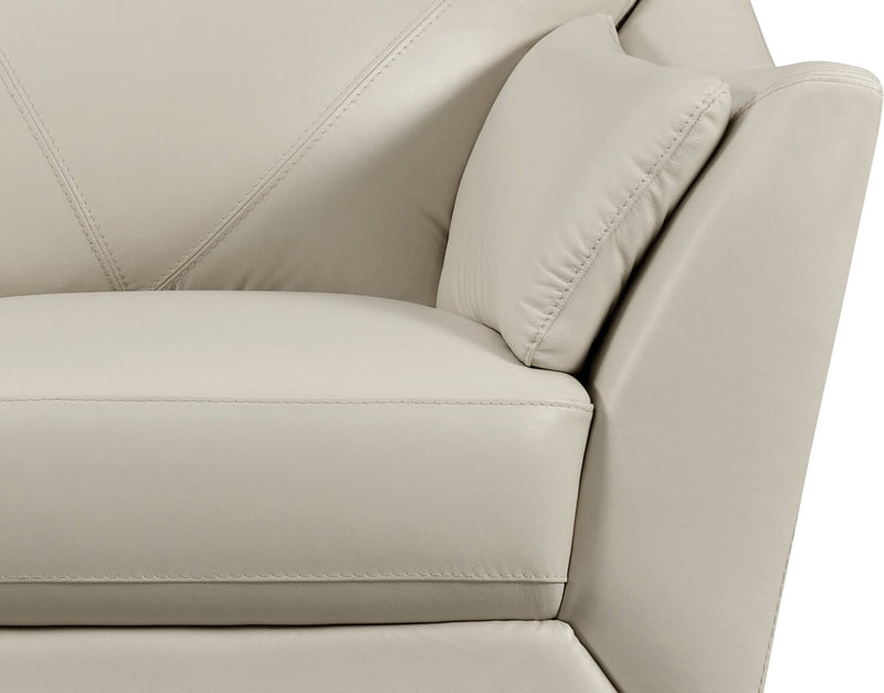 Chateau d'Ax Lusso 69\" 100% Genuine Leather Loveseat with Wood Legs - Smoke Grey