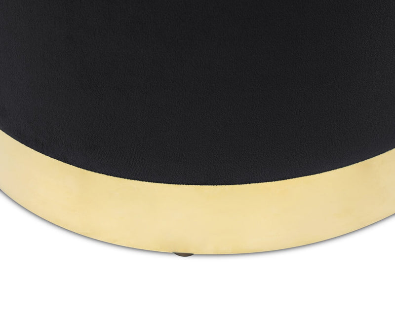 Phebe 16.5\" Storage Ottoman with Gold Trim Base - Black