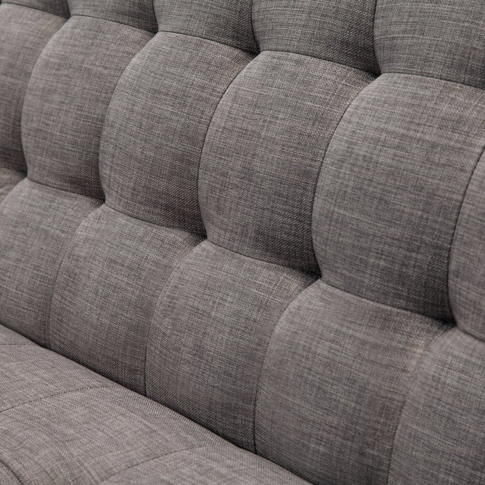 Avery 81.5\" Linen-Look Fabric Klik Klak Futon with Tufting and Two Armrest Pillows - Grey