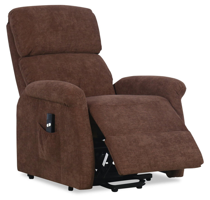 Ruben 32\" Chenille Fabric Power Lift Reclining Chair - Chocolate Brown