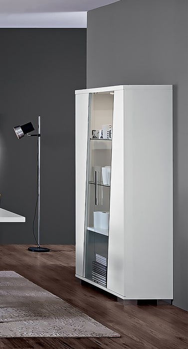 Raia Dining Curio with Storage & Glass Display Shelves - Made in Italy, Modern, 40\"W - White