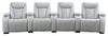 Cinema 5-Piece Leather-Look Fabric Home Theatre Power Reclining Sectional with Power Headrests - Cosmic Fog Grey