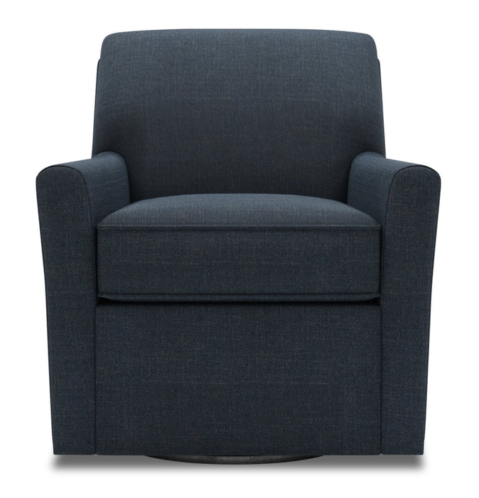 Made in Canada Sofa Lab Customizable Swivel 31\" Linen-Look Fabric Accent Chair - Luna Sailor Blue