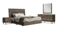 Gino 6pc Bedroom Set with Panel Bed, Dresser, Mirror & Nightstand - Made in Italy, Modern, Brown - Queen Size 