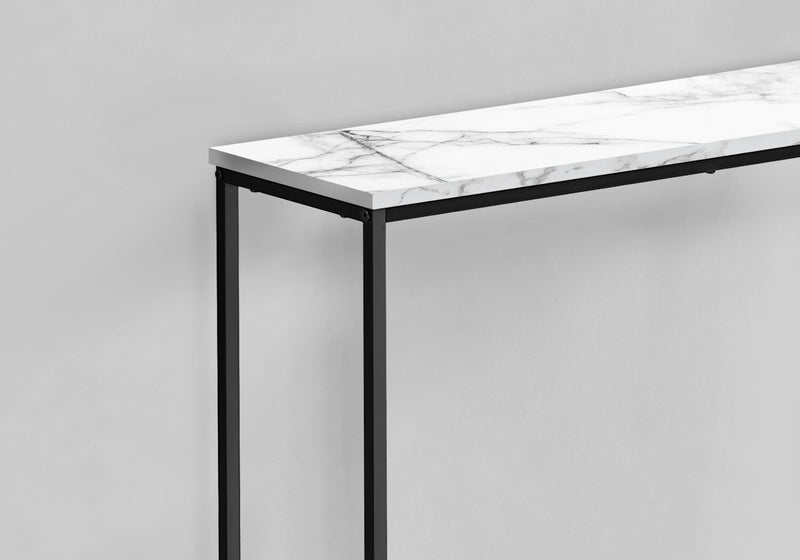 Alma 31.5\" Modern Sofa Table - Marble Look with Black Metal Frame