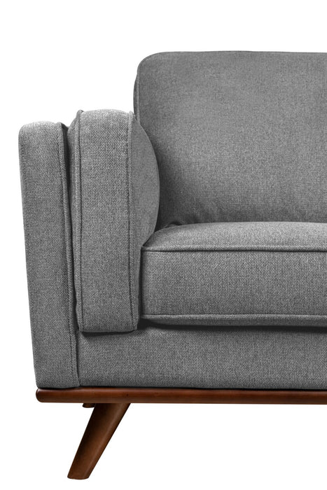 Kort & Co. Kassia 65.4\" Linen-Look Fabric Loveseat with Wood Base and Legs - Grey