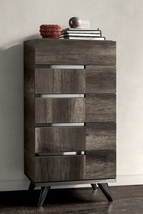 Gino Bedroom Chest of Drawers, 5-Drawer - Made in Italy, 25\"W x 49\"H, Modern - Brown