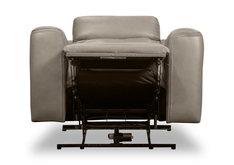 Scott Living Prescott 42.5\" Genuine Leather Power Reclining Chair with Power Headrest - Grey