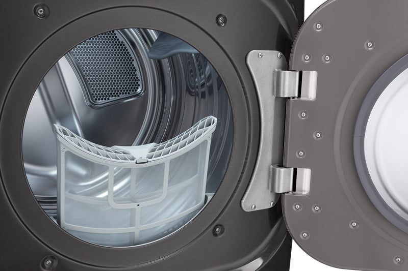 LG 9 Cu. Ft. Smart Electric Dryer with Steam - Black Steel - Stackable - DLEX8900B