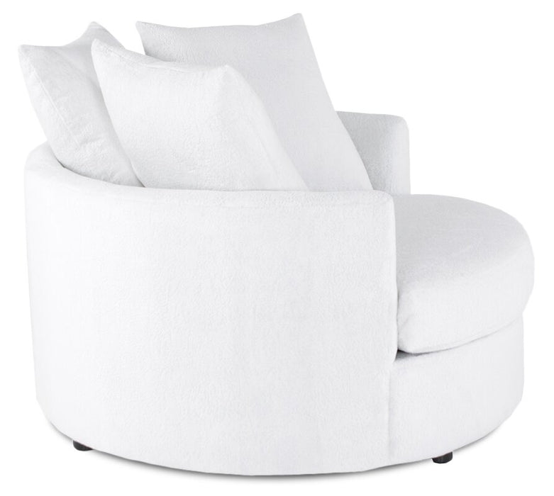 Made in Canada Grande 48\" Chenille Fabric Cuddler Accent Chair - Plush Heaven White