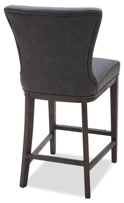 Quinn Counter-Height Stool with Vegan Leather Fabric - Grey