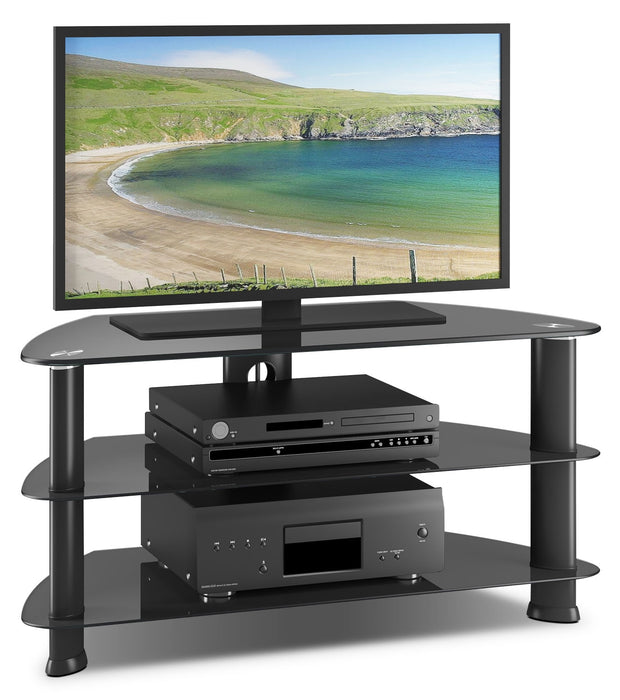 Triton 40\" Modern TV Stand with Storage and Cable Management for TVs up to 45\"- Black Metal and Glass